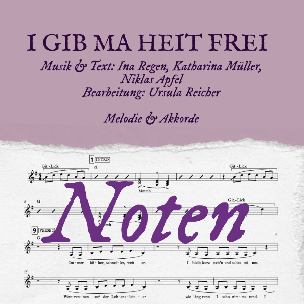 INA REGEN - NOTEN für "I gib ma heit frei" - Leadsheet - DIGITALER DOWNLOAD