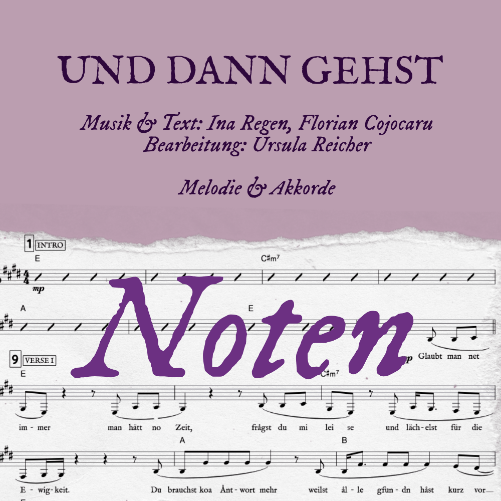 INA REGEN - NOTEN für "Und dann gehst" - Leadsheet - DIGITALER DOWNLOAD