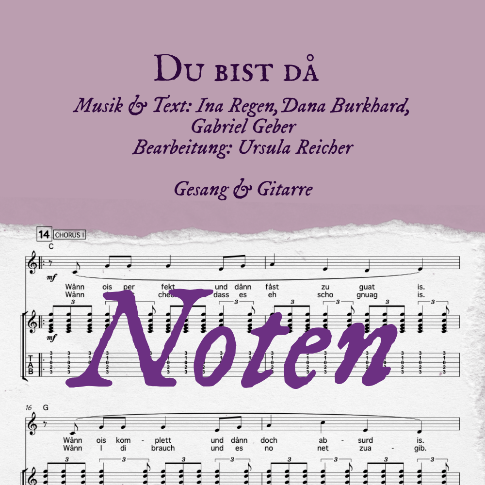 INA REGEN - NOTEN für "Du bist da" - Gitarre und Gesang - DIGITALER DOWNLOAD