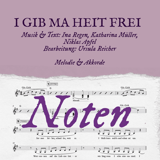 INA REGEN - NOTEN für "I gib ma heit frei" -  Leadsheet - DIGITALER DOWNLOAD