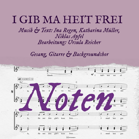 INA REGEN - NOTEN für "I gib ma heit frei" - Gesang, Gitarre und Backgroundchor - DIGITALER DOWNLOAD