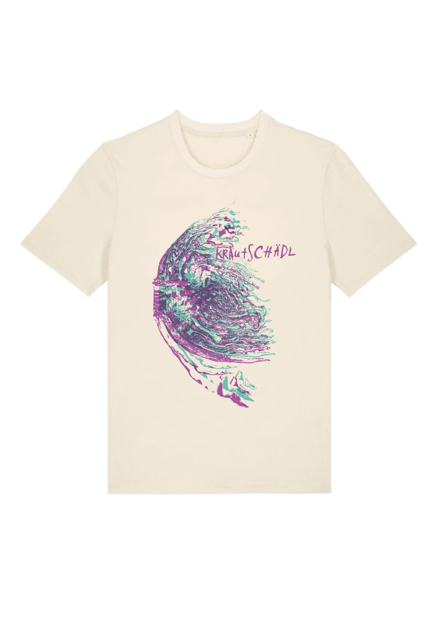 Krautschädl - T-Shirt "Kraut-Abdruck" lila-türkis