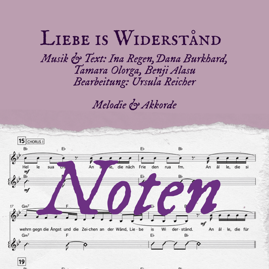 INA REGEN - NOTEN für "Liebe is Widerstand" - Leadsheet - DIGITALER DOWNLOAD