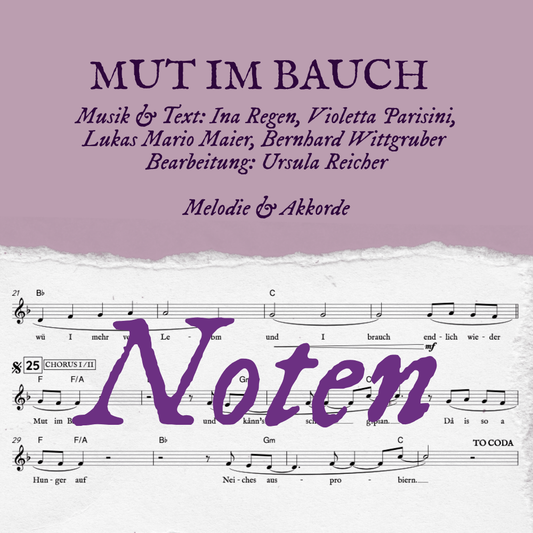 INA REGEN - NOTEN für "Mut im Bauch" -  Leadsheet - DIGITALER DOWNLOAD