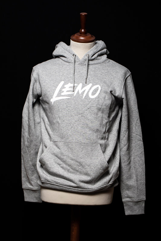 LEMO Logo klein weiss, Hoodie hellgrau