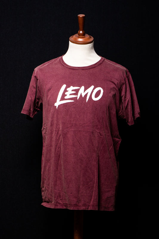 LEMO Logo klein weiss, Shirt rot